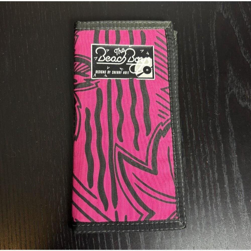Vintage 90s BEACH BOYS Designs by Sherry Holt Pink/Black Folding Canvas Wallet